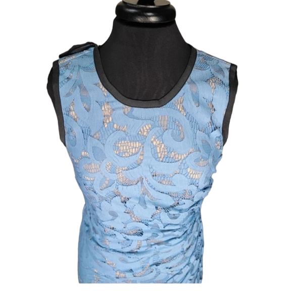 SEA New York Blue Lace Overlay Ruched Dress - Picture 7 of 10